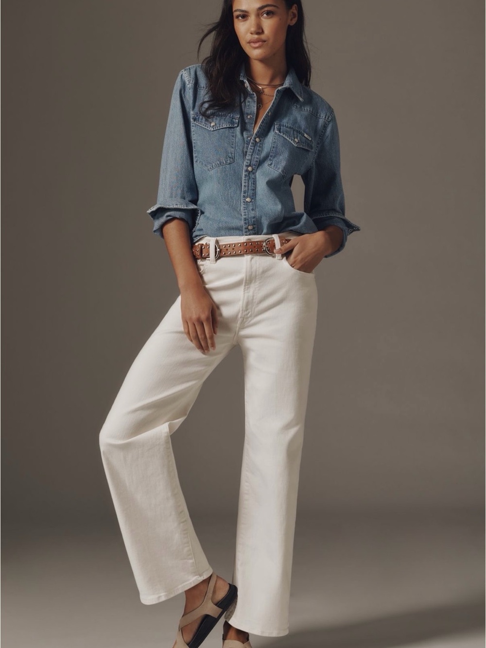MOTHER Rambler Zip Ankle jeans in cream puffs